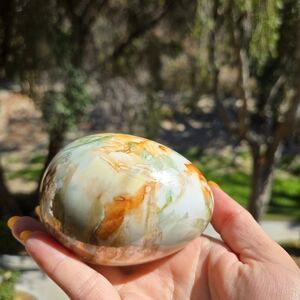 Vtg Victorian Style Hand Painted Porcelain Egg Marbled Finish Signed Dated 94